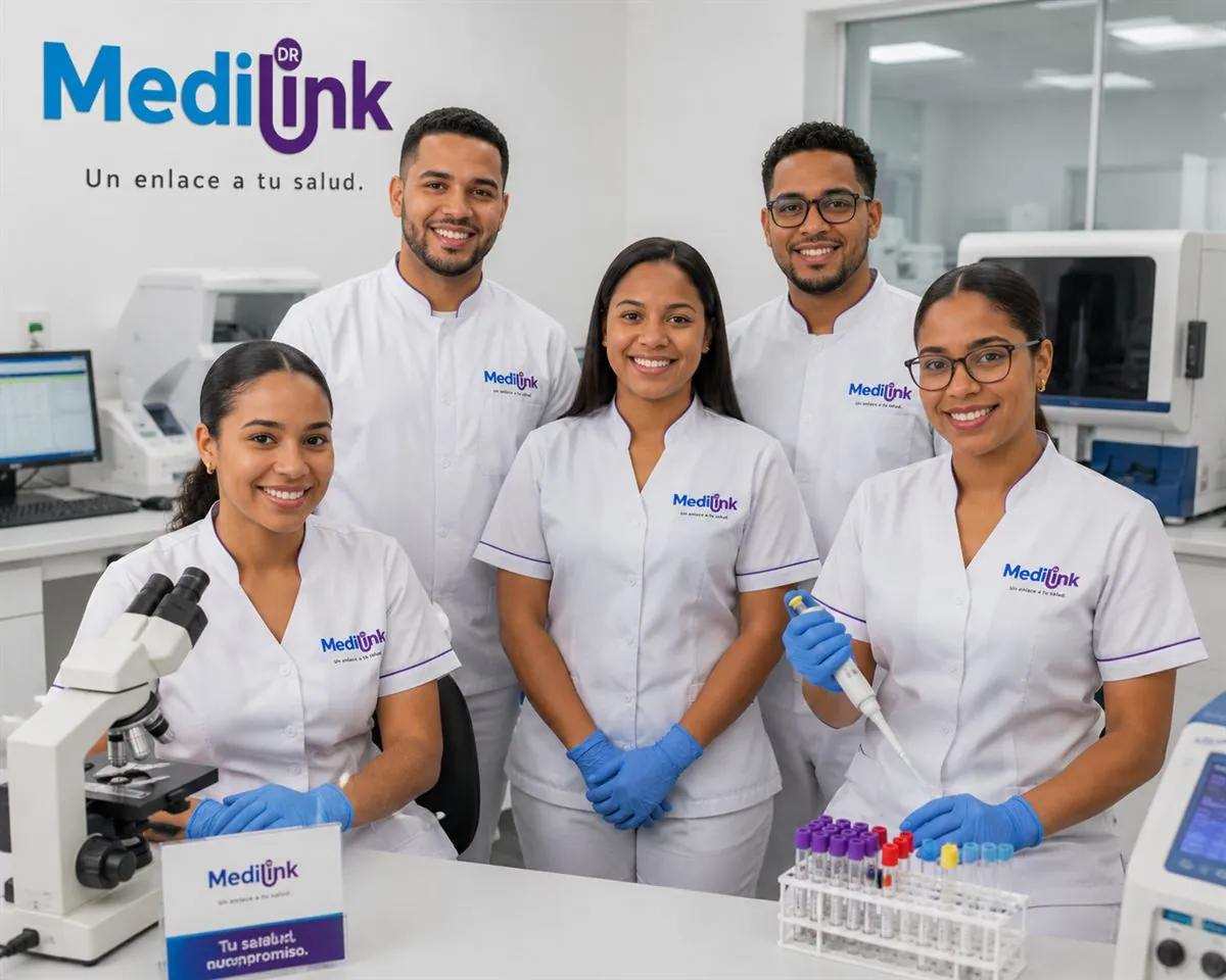 Equipo de profesionales de MediLink DR en el laboratorio clínico
