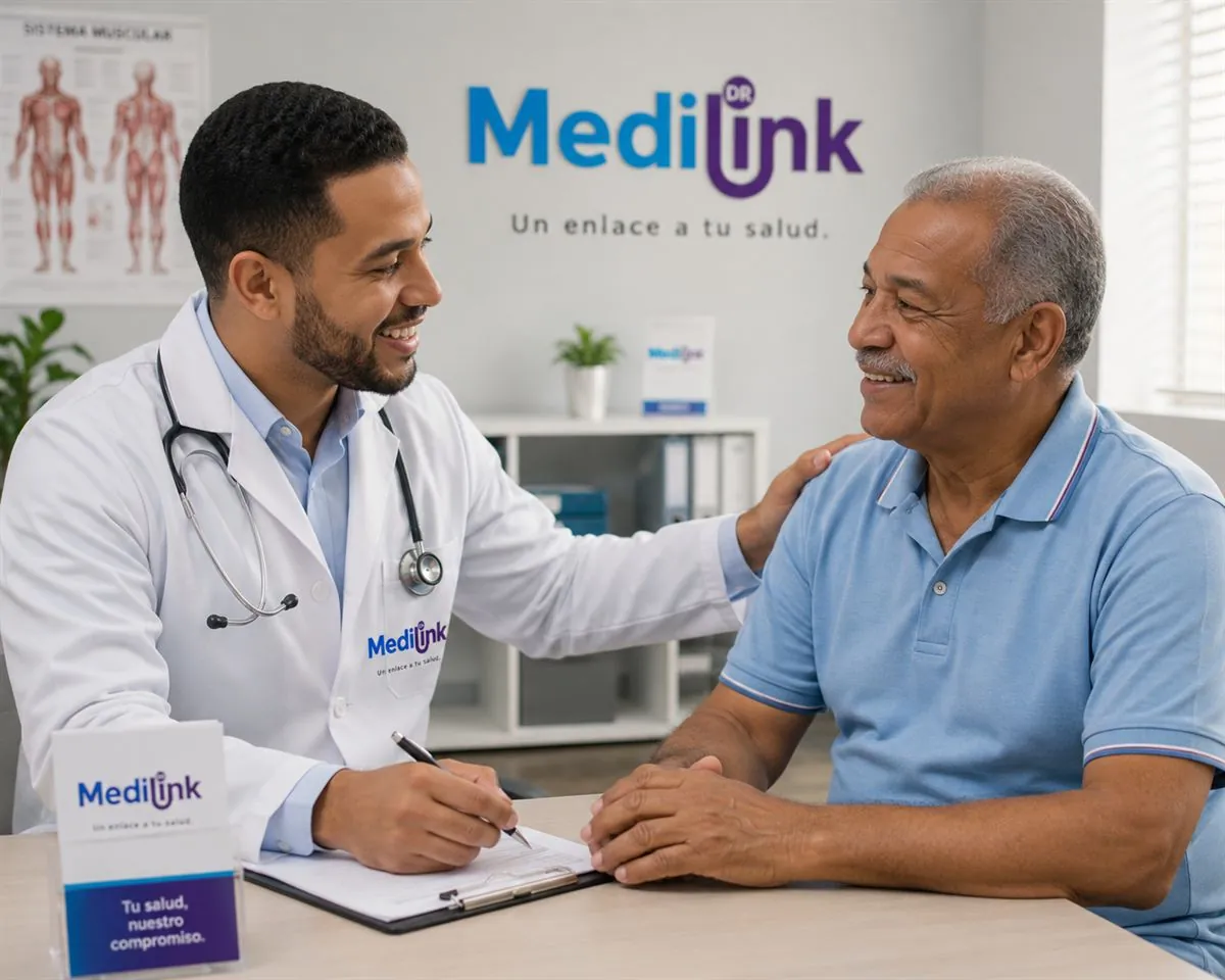 Profesional de MediLink DR tomando la presión arterial a un paciente